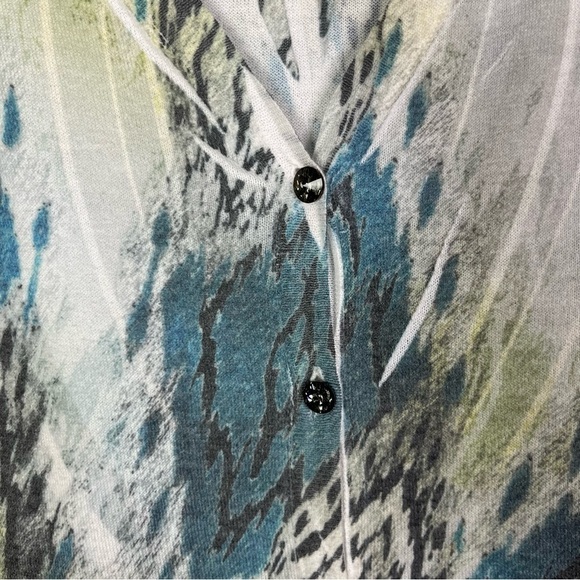 Boutique Cut Cute Y2K Blue & Green Printed Button Down Cardigan Sweater S - Picture 5 of 6